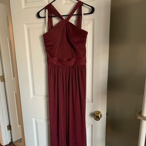 Maroon burgundy long bridesmaid dress